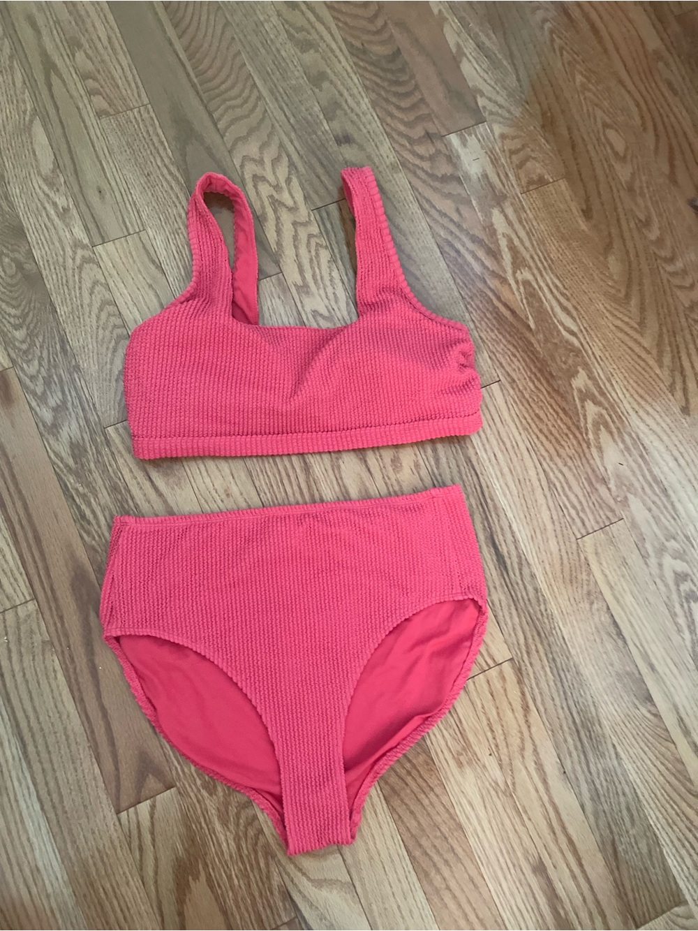George Coral Textured Two-Piece Bikini